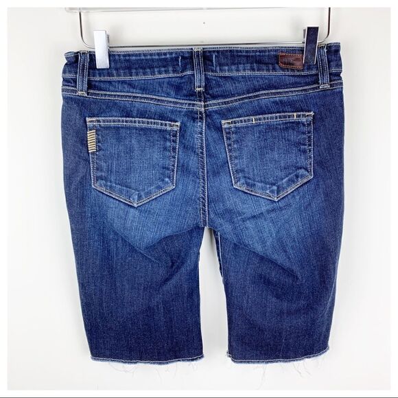 Paige Cutoff Stretch Denim Bermuda Jean Shorts Sz 26 - Picture 12 of 14